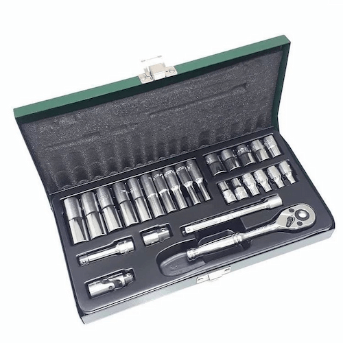 Juego de dados #2626MP 1/4 DR. CAJA METAL JGO. 26 PZS (OF)