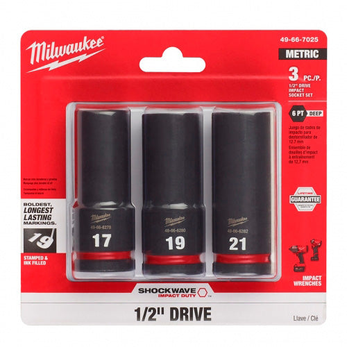 JUEGO DE DADOS IMPACTO 1/2LARGO 3PZS MM MILWAUKEE 49-66-7025