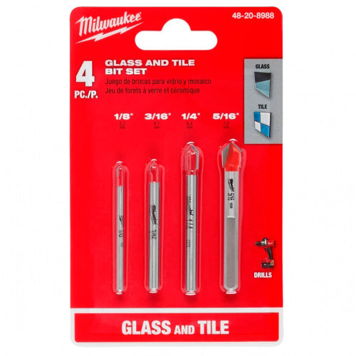 JUEGO DE BROCAS PARA VIDRIO Y CERAMICA 4PZS MILWAUKEE
