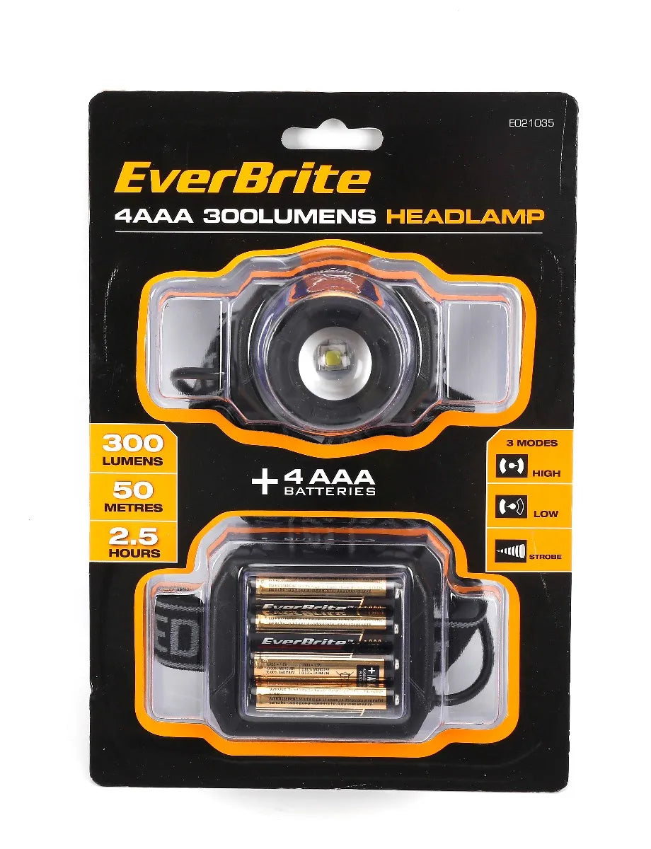 Linterna de cabeza 300 lumen  50 mts. (e021035) - EVERBRITE