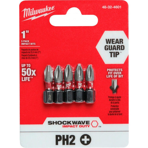 DISPLAY DE 5 PUNTAS PHILLIPS DE IMPACTO PH2 X 25MM MILWAUKEE