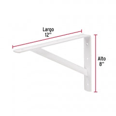 ESCUADRA ESTANTE TRUPER REFORZADA BLANCA # MER-12B 8" X 12" (44670)
