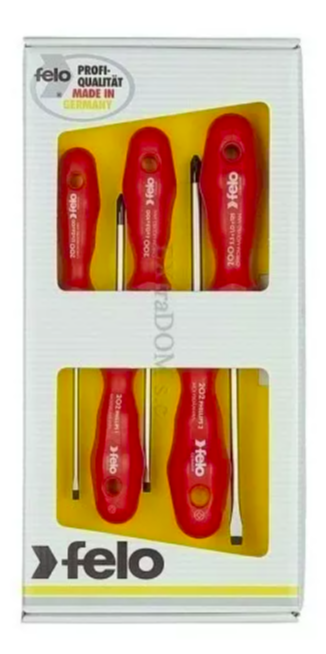 Set destornilladores paleta y cruz mango rojo 5 piezas Felo