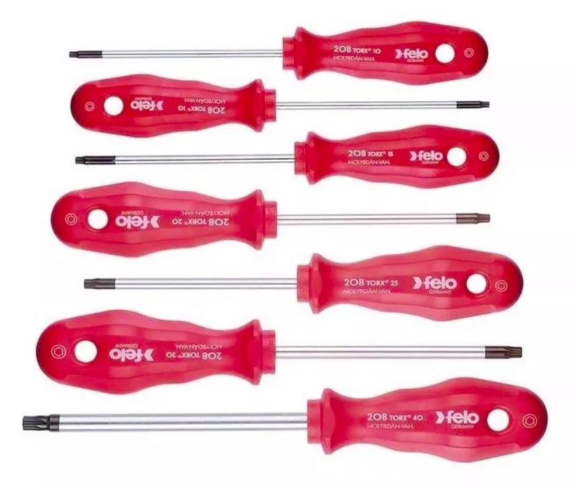 Set destornilladores Torx mango rojo 7 piezas Felo