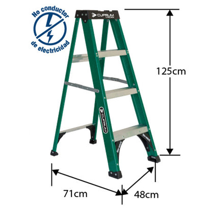 ESCALERA FIBRA VIDRIO TIJERA 1.22 M. 4 PELDA OS CUPRUM