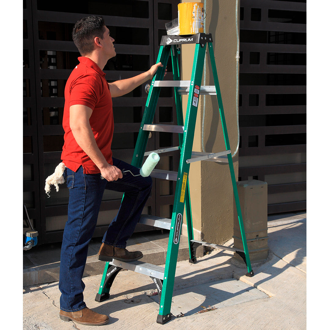 ESCALERA FIBRA VIDRIO TIJERA 6 PELDA OS 1.86 MTS 175 KG CUPRUM