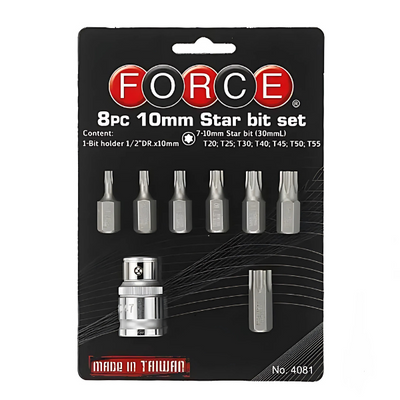 Juego de puntas TORX con adaptador 8 piezas Force