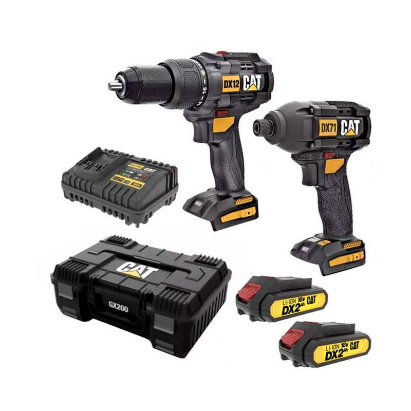 Kit atornillador de impacto + taladro percutor 18V CAT