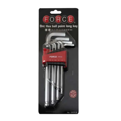 Set de llaves Allen largas punta bola 9 piezas Force