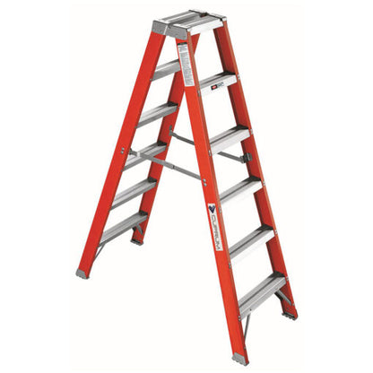 ESCALERA FIBRA VIDRIO TIJERA DOBLE ACCESO 6 PELDA OS