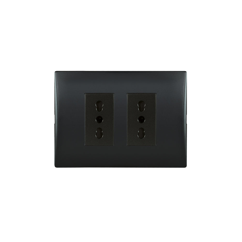 TOMA CORRIENTE ANDES DOBLE 10/16A 250V BLACK ARMADO