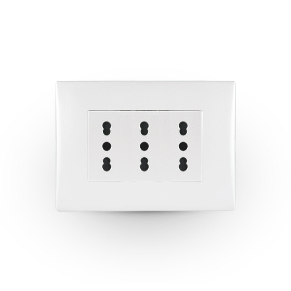Toma corriente andes TRIPLEX 10/16A 250V WHITE armado