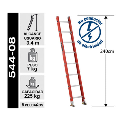 ESCALERA FIBRA VIDRIO RECTA 2.44 M CUPRUM