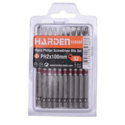 Punta cruz para destornillador PH2x100mm 10 piezas Harden