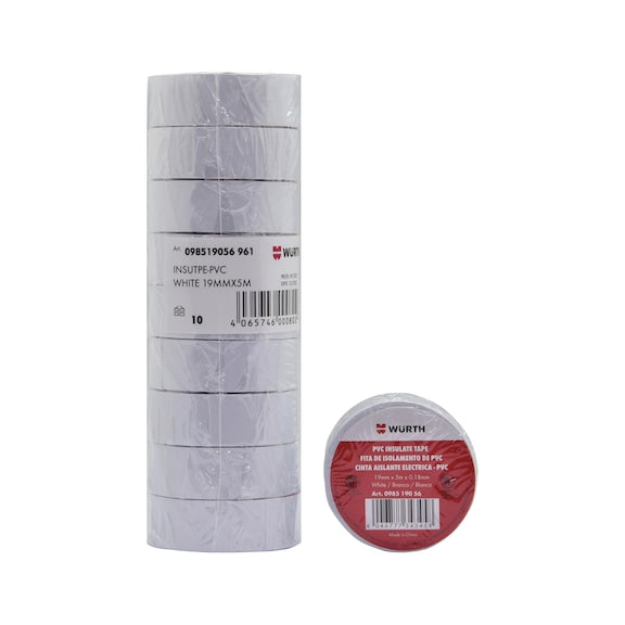 CINTA AISLADORA PVC 5MTS BLANCA - WURTH