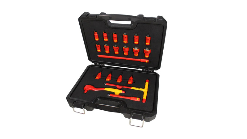 JUEGO DE DADOS DE 3/8 DE 20 PIEZAS DE 8-22MM EN CAJA PLASTICA VDE 1000V(100005)