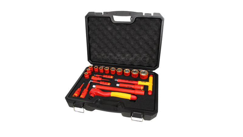 JUEGO DE DADOS DE 1/2 DE 20 PIEZAS DE 10-32MM CON DADOS ALLEN EN CAJA PLASTICA VDE 1000V(100006)