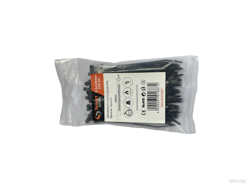 AMARRA PLASTICA NEGRA 2.5x100mm.100Unidades - SMART TOOLS
