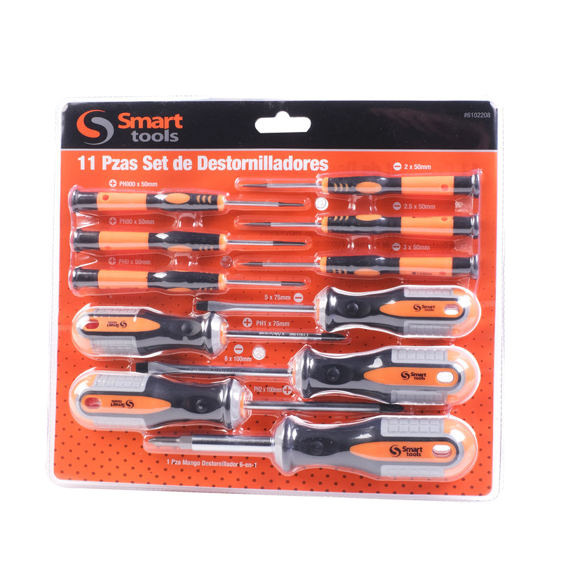 JGO. DESTORNILLADORES PH/PL 11 PZS CR-V - SMART TOOLS