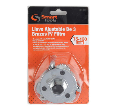 Llave ajustable de 3 brazos redondos para filtro 75-130 mm Smart Tools