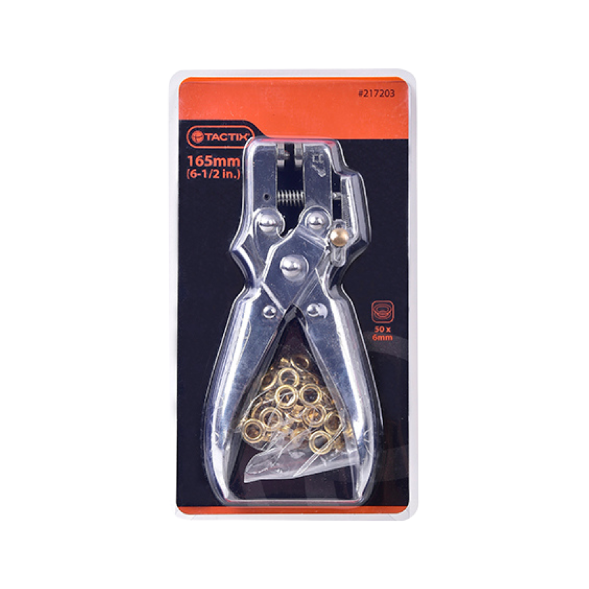 ALICATE P/OJETILLO TACTIX # 217203 - CON 50 OJETILLOS 6 MM