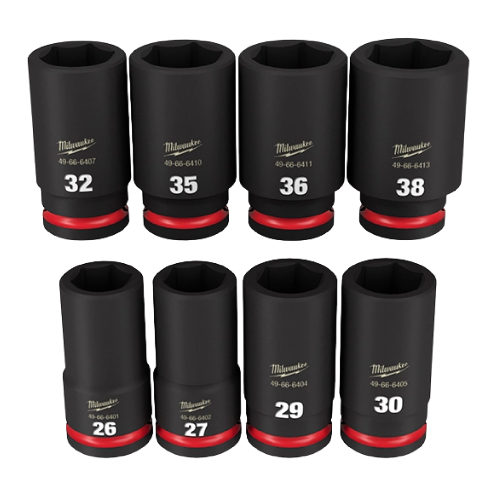 JGO DADOS IMPACTO LARGO 3/4[] HEXAG. 8 PIEZAS 26-38MM (49-66-7020) MILWAUKEE