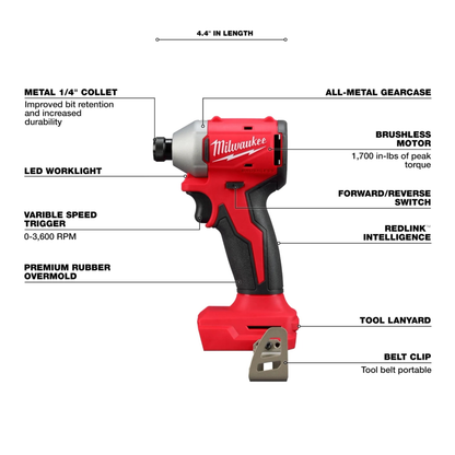 KIT TALADRO PERCUTOR Y ATORNILLADOR DE IMPACTO 18V 3610-259 - MILWAUKEE
