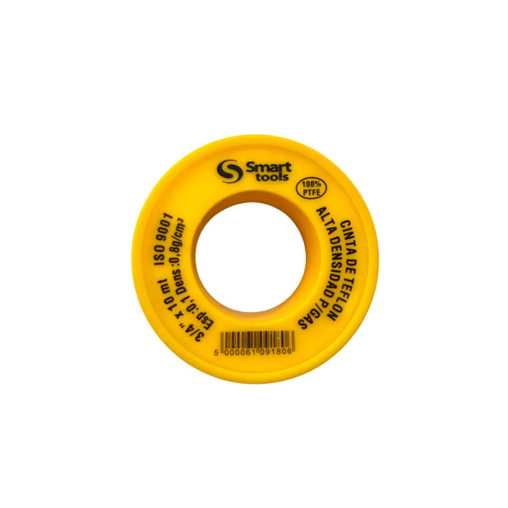 TEFLON (ROLLO) 3/4 X 10 MT AMARILLO P/GAS