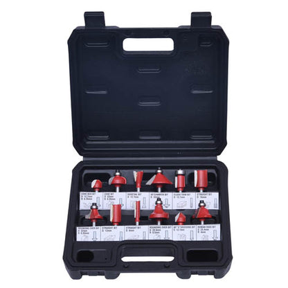 SET 12PZ FRESAS PARA ROUTER 1/4\" 6.35mm HARDEN