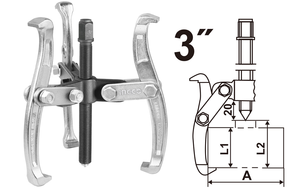 EXTRACTOR POLEA INGCO TRES MORDAZAS 3" # HGP08033