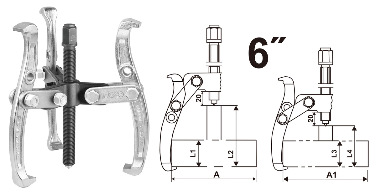 EXTRACTOR POLEA INGCO TRES MORDAZAS 6" # HGP08036