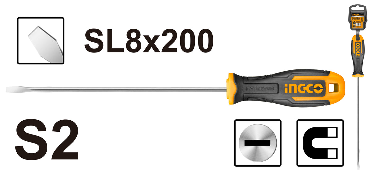 ATORNILLADOR INGCO CARPINTERO 8,0 x200 MM # HS688200(OF)