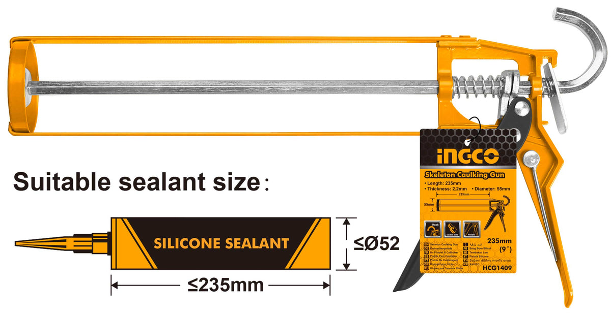 PISTOLA INGCO  PARA APLICAR SILICONA  9" # HCG1409