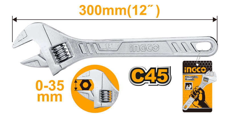 LLAVE FRANCESA INGCO CROMADA  12