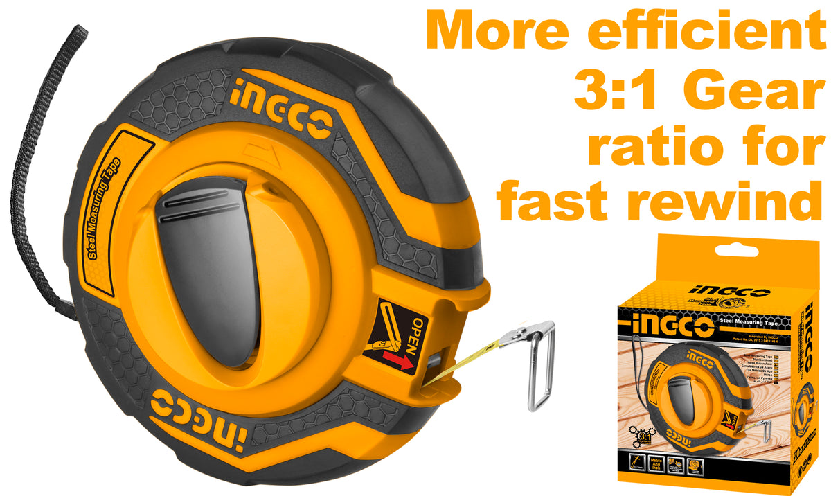 HUINCHA INGCO  DE ACERO 30 MTS X 12,5 MM (MM-PUL) # HSMT8430