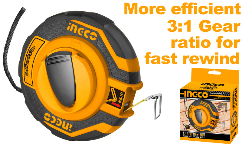 HUINCHA INGCO  DE ACERO 30 MTS X 12,5 MM (MM-PUL) # HSMT8430