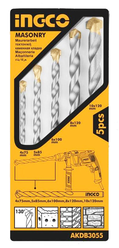 BROCA  INGCO P/CONCRETO  JGO. 5 PZS  4,0 A 10,0 MM # AKDB3055