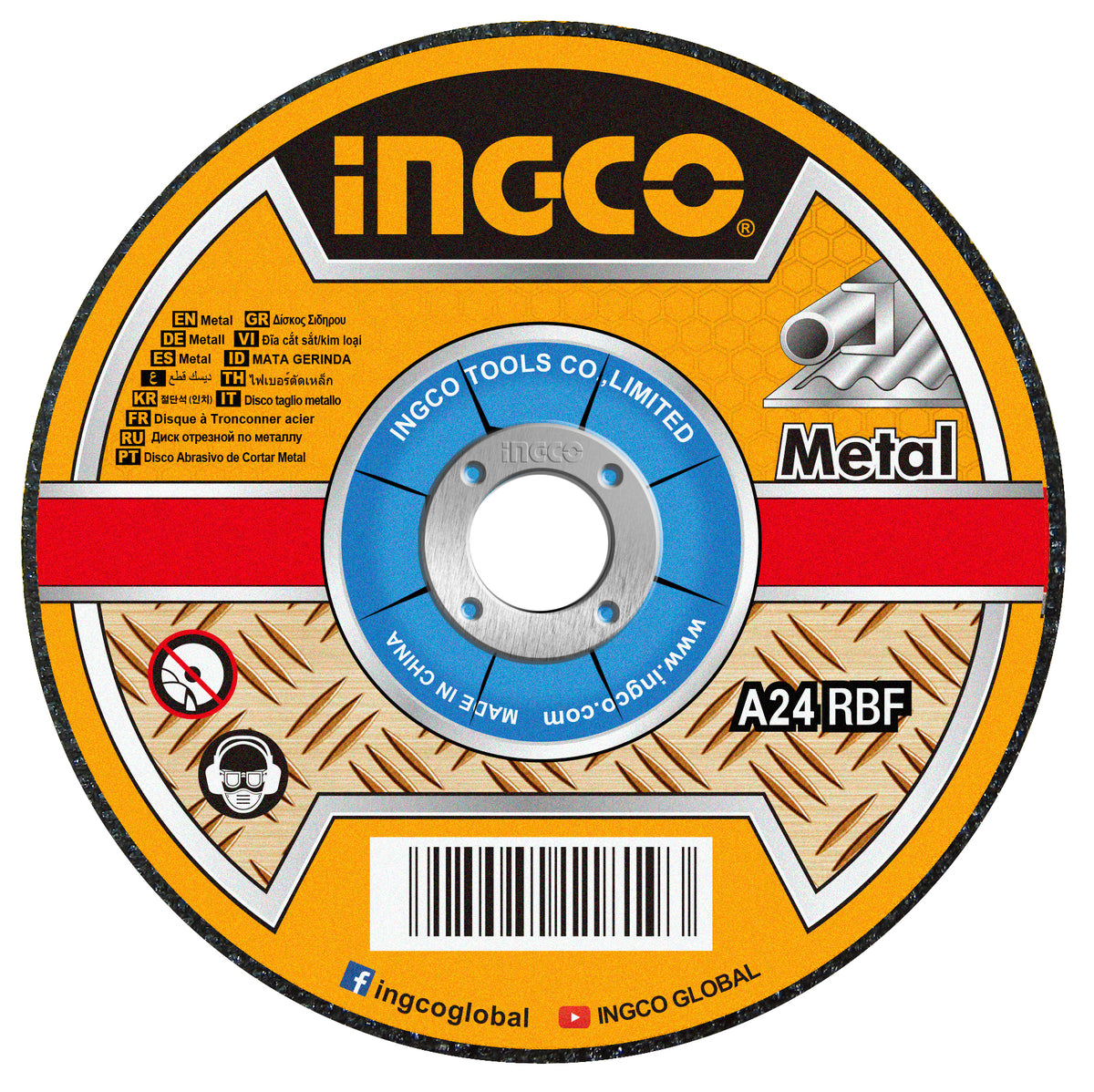 DISCO DESBASTE INGCO METAL    9"  X 7/8" # MGD602301