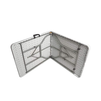 Mesa plegable rectangular tipo maleta 180cm blanco