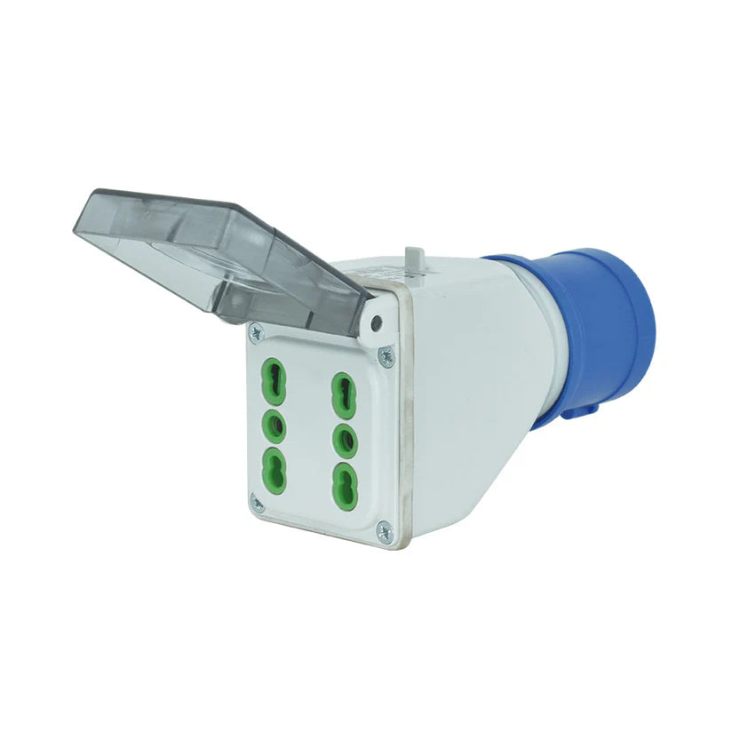 Adaptador industrial IP44 2P+T 10/16A 250V