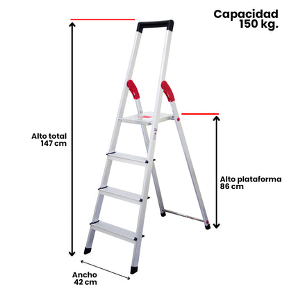 ESCALERA ALUMINIO TIJERA 4 PELDA OS MAGNA