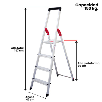 ESCALERA ALUMINIO TIJERA 4 PELDAÑOS MAGNA