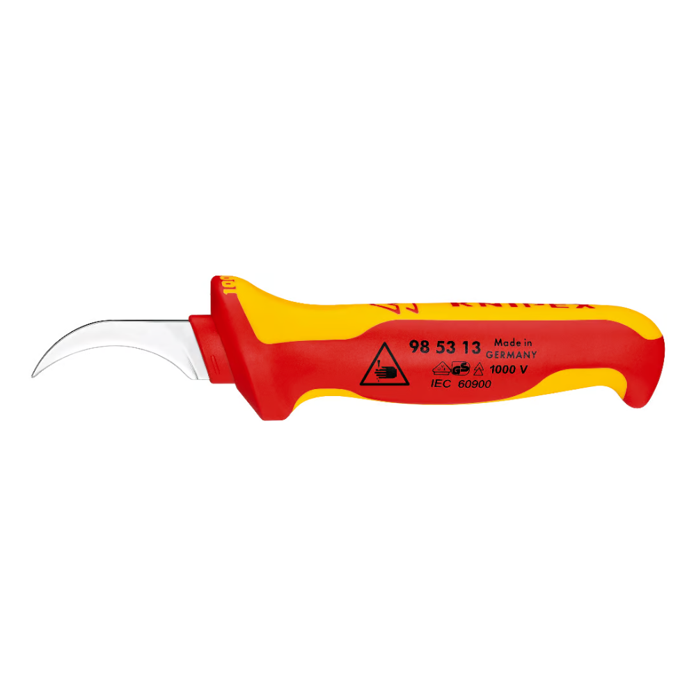 Cuchillo pelacables de gancho mango aislado Knipex