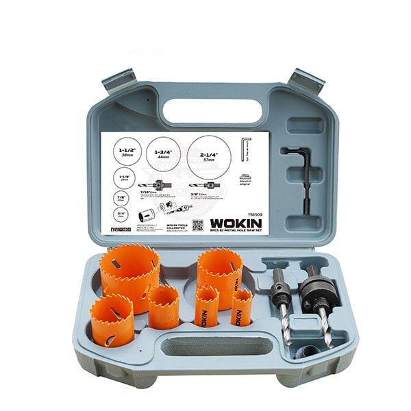 Set de sierras copa bimetálicas 9 piezas Wokin