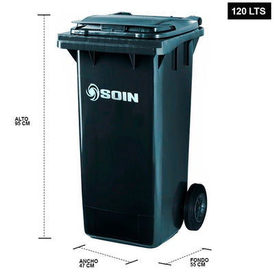 CONTENEDOR DE BASURA CON RUEDAS GRIS 120 LTS.