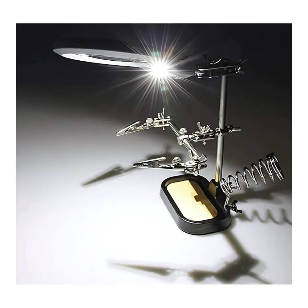 Soporte TERCERA MANO CON LUPA LED