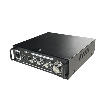 AMPLIFICADOR 12V DC 220V AC AUX. 2MIC 2X8W