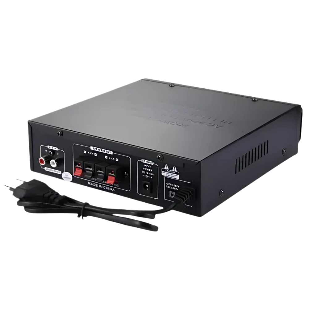 AMPLIFICADOR 12V DC 220V AC AUX. 2MIC 2X8W