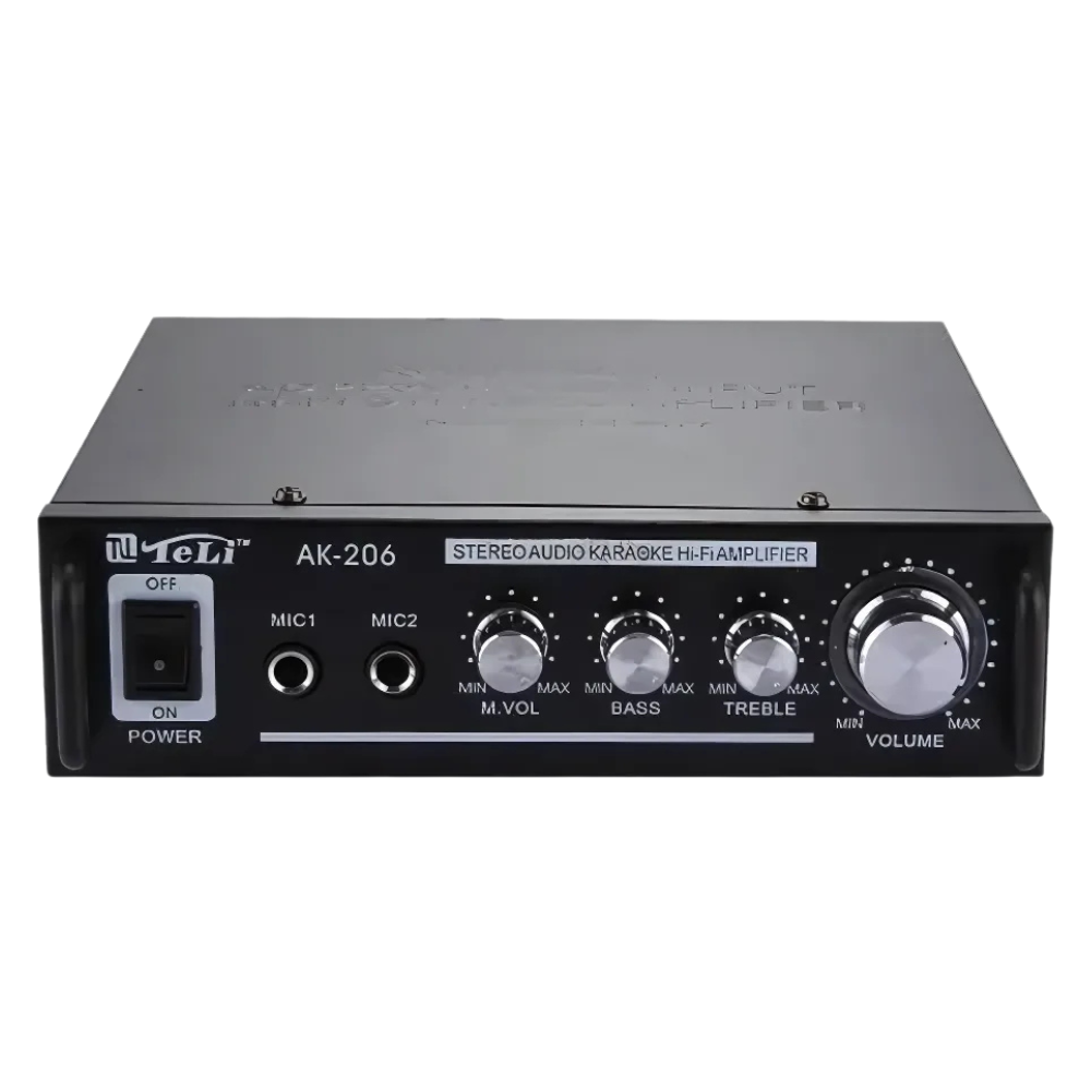 AMPLIFICADOR 12V DC 220V AC AUX. 2MIC 2X8W