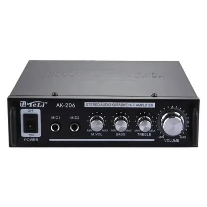 AMPLIFICADOR 12V DC 220V AC AUX. 2MIC 2X8W